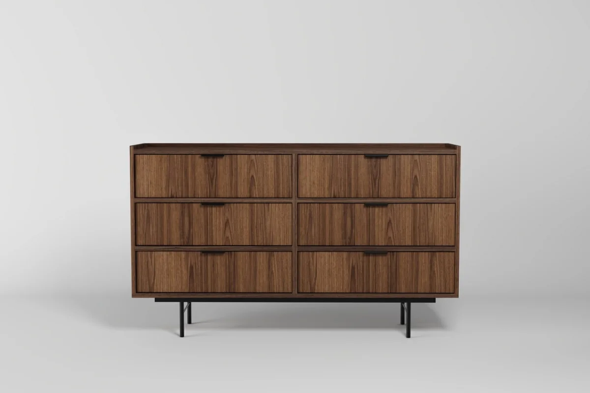 Kommode 6s Edson in Nussbaum – eine klassische Kommode für das Wohnzimmer