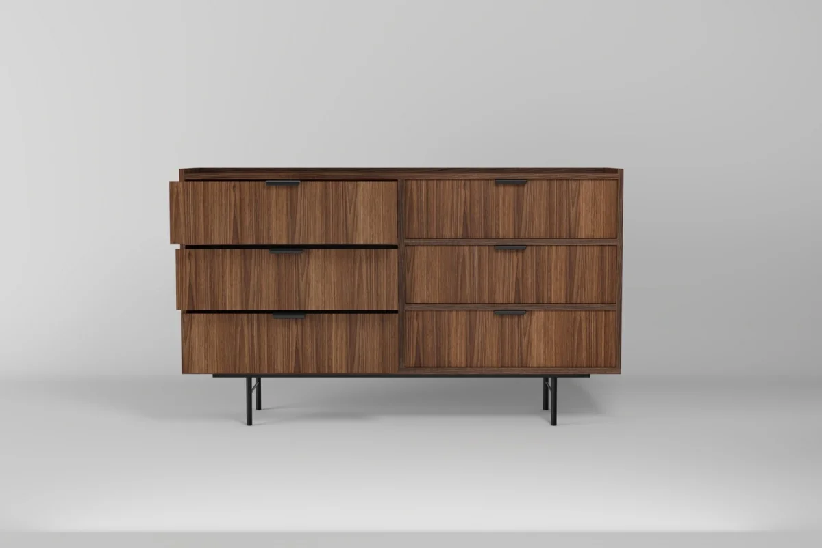 Kommode 6s Edson in Nussbaum – eine klassische Kommode für das Wohnzimmer