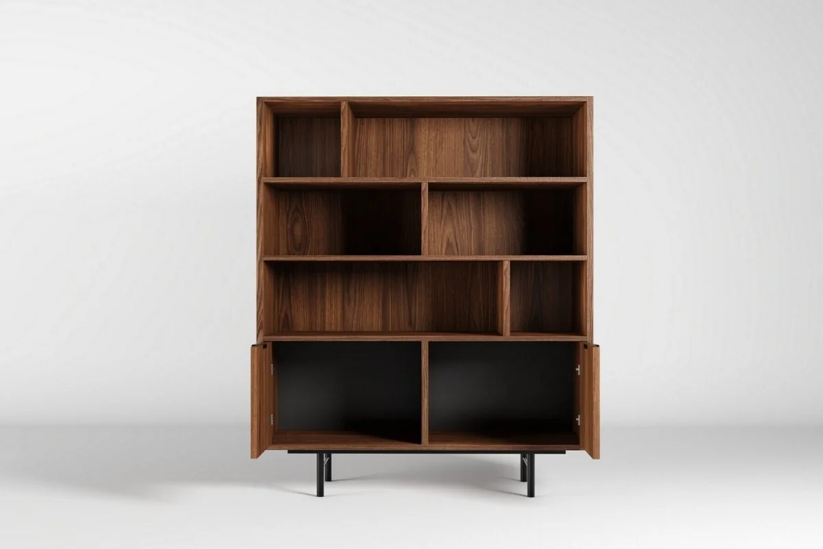Edson-Set in Nussbaum – Kommode mit 6 Schubladen, Regal und TV-Schrank 200