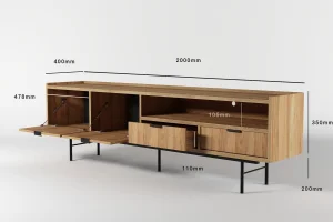 Edson-Set „Hiroka“ – Kommode mit 6 Schubladen, Regal und TV-Schrank 200