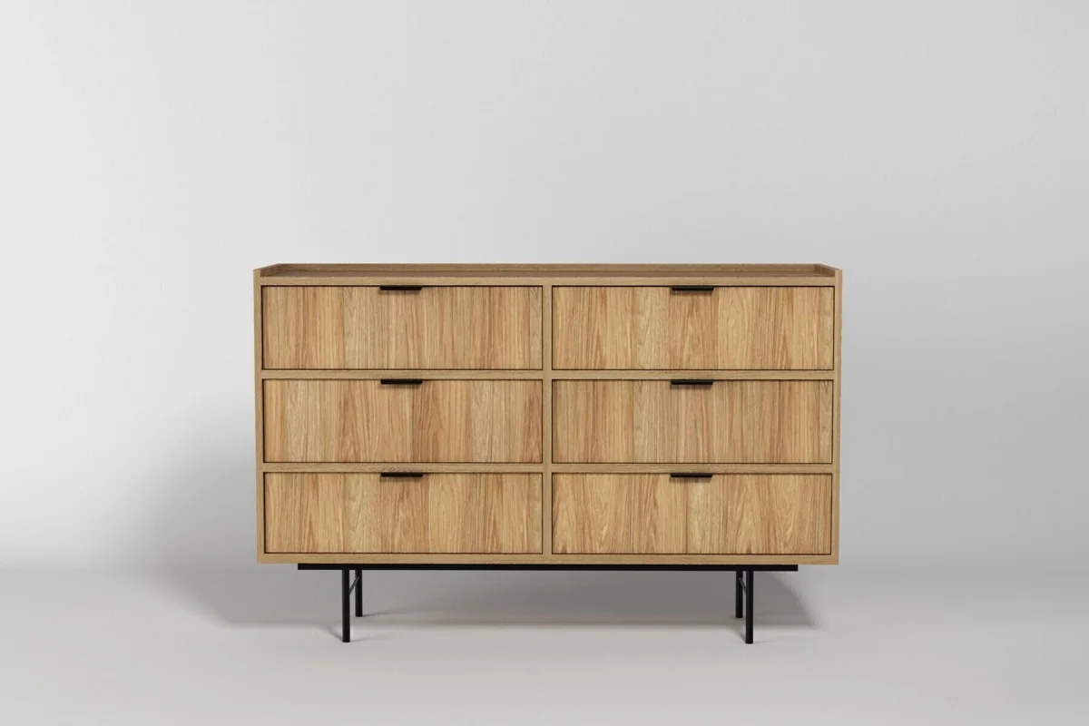 Edson-Set „Hiroka“ – Kommode mit 6 Schubladen, Regal und TV-Schrank 200