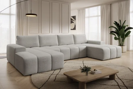 Beiges U-förmiges Ecksofa „Carla“ | Wohnzimmermöbel