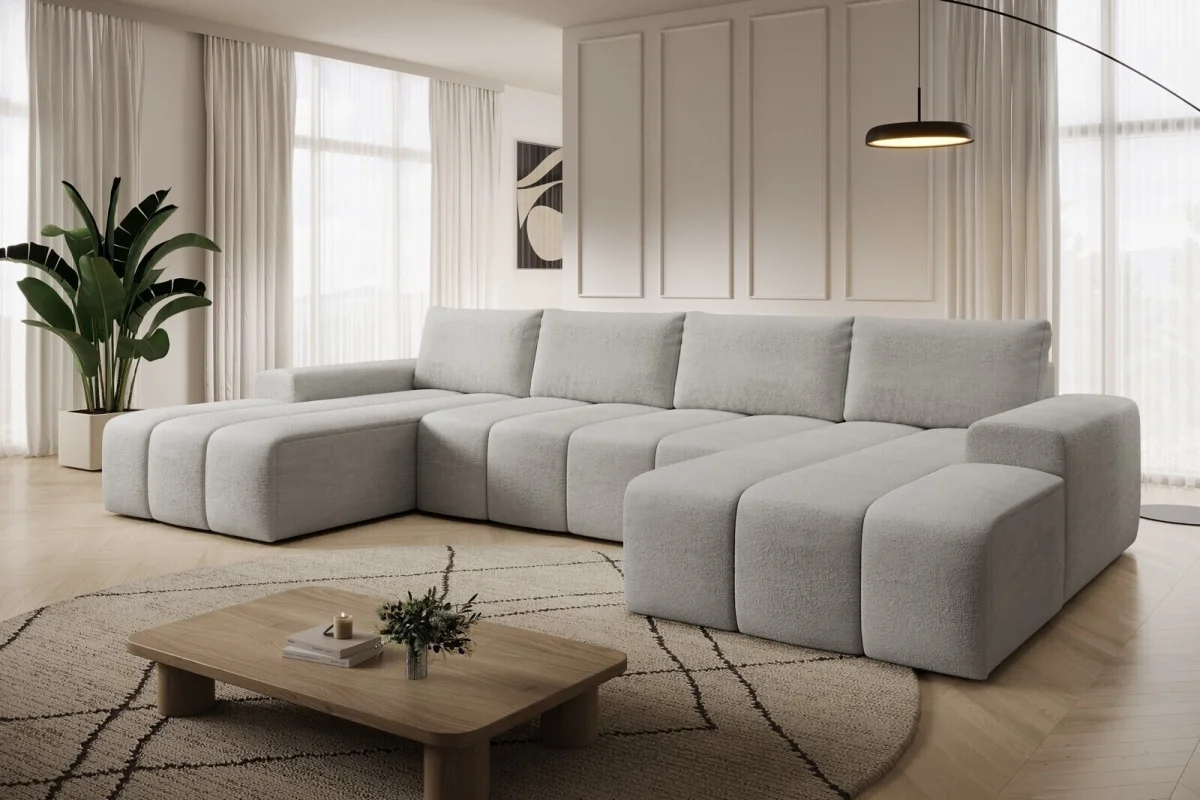 Beiges U-förmiges Ecksofa „Carla“ | Wohnzimmermöbel