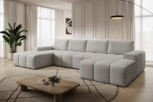 Beiges U-förmiges Ecksofa „Carla“ | Wohnzimmermöbel