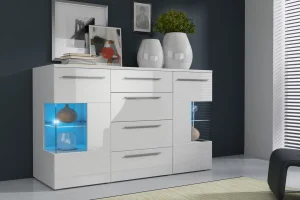 Weiße Kommode mit Beleuchtung | Für das Wohnzimmer | Roma