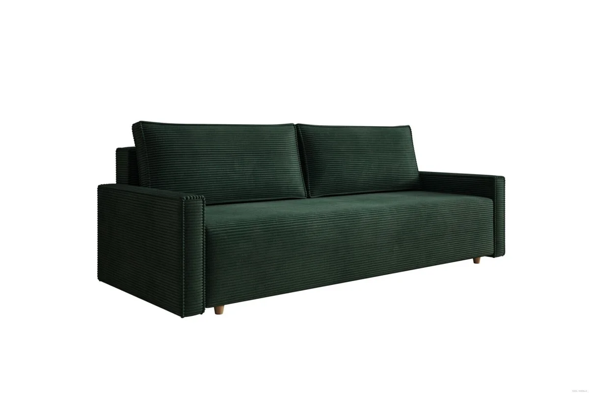 Dunkelgrünes Sofa mit Schlaffunktion und Bettkasten | Wohnzimmermöbel