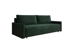 Dunkelgrünes Sofa mit Schlaffunktion und Bettkasten | Wohnzimmermöbel