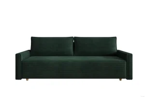 Dunkelgrünes Sofa mit Schlaffunktion und Bettkasten | Wohnzimmermöbel