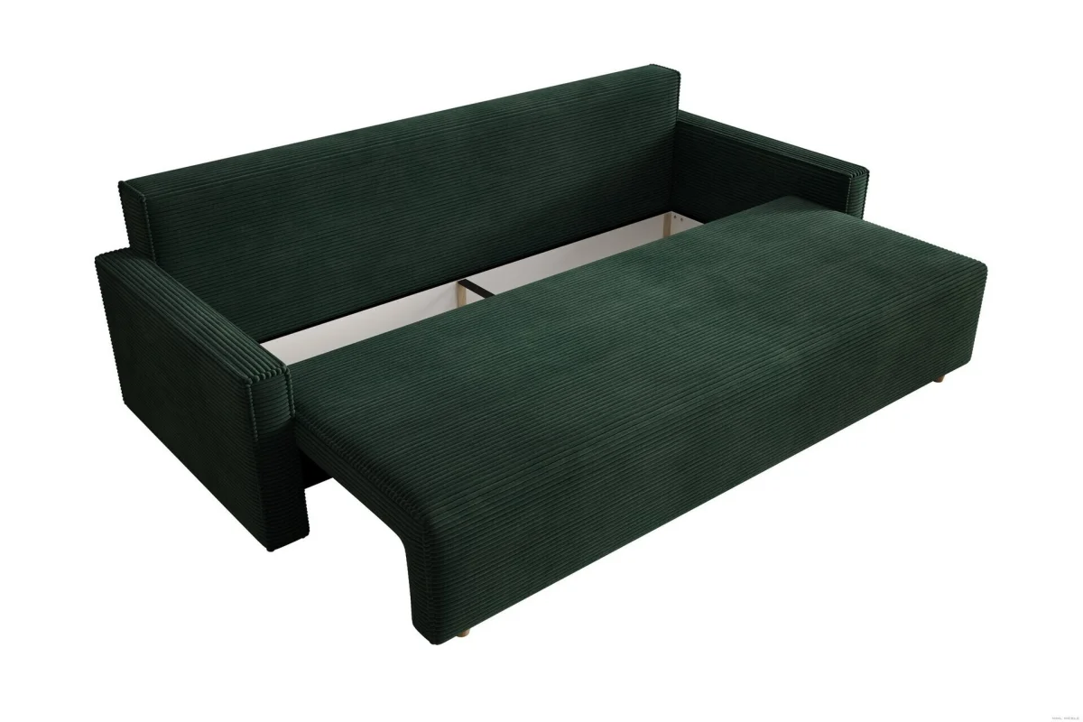 Dunkelgrünes Sofa mit Schlaffunktion und Bettkasten | Wohnzimmermöbel
