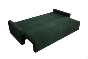 Dunkelgrünes Sofa mit Schlaffunktion und Bettkasten | Wohnzimmermöbel
