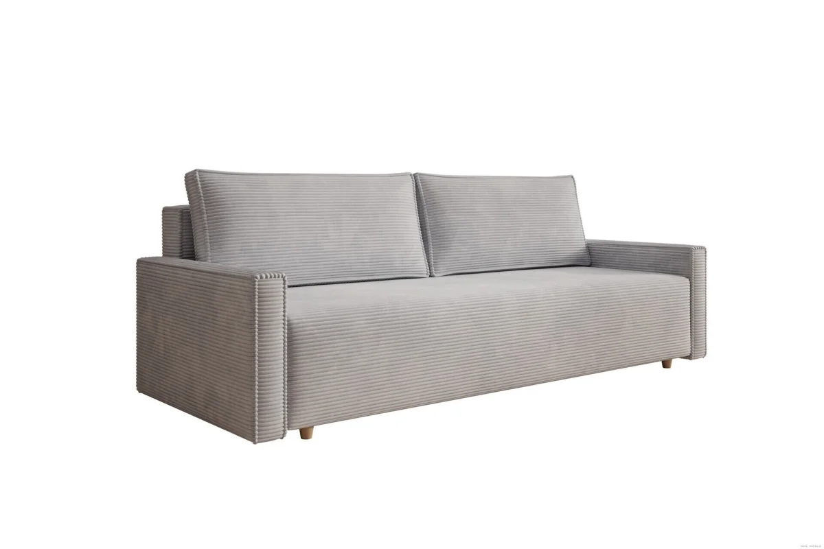 Hellgraues Sofa mit Schlaffunktion und Bettkasten | Wohnzimmermöbel
