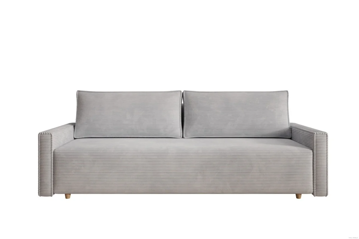 Hellgraues Sofa mit Schlaffunktion und Bettkasten | Wohnzimmermöbel