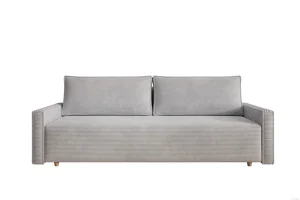 Hellgraues Sofa mit Schlaffunktion und Bettkasten | Wohnzimmermöbel