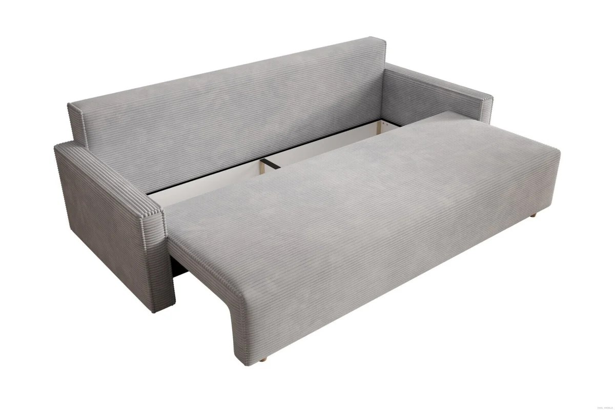Hellgraues Sofa mit Schlaffunktion und Bettkasten | Wohnzimmermöbel
