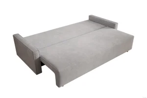 Hellgraues Sofa mit Schlaffunktion und Bettkasten | Wohnzimmermöbel