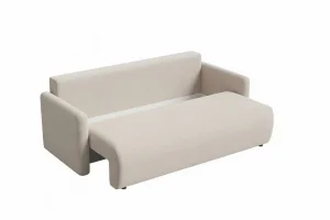 Beiges Sofa mit Schlaffunktion und Bettkasten | Wohnzimmermöbel