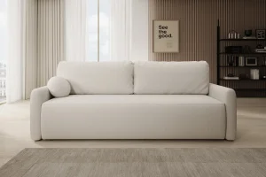Beiges Sofa mit Schlaffunktion und Bettkasten | Wohnzimmermöbel