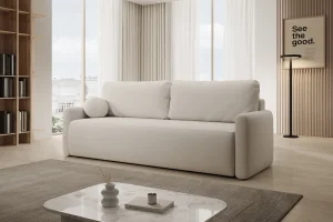Beiges Sofa mit Schlaffunktion und Bettkasten | Wohnzimmermöbel