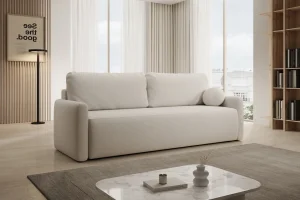 Beiges Sofa mit Schlaffunktion und Bettkasten | Wohnzimmermöbel