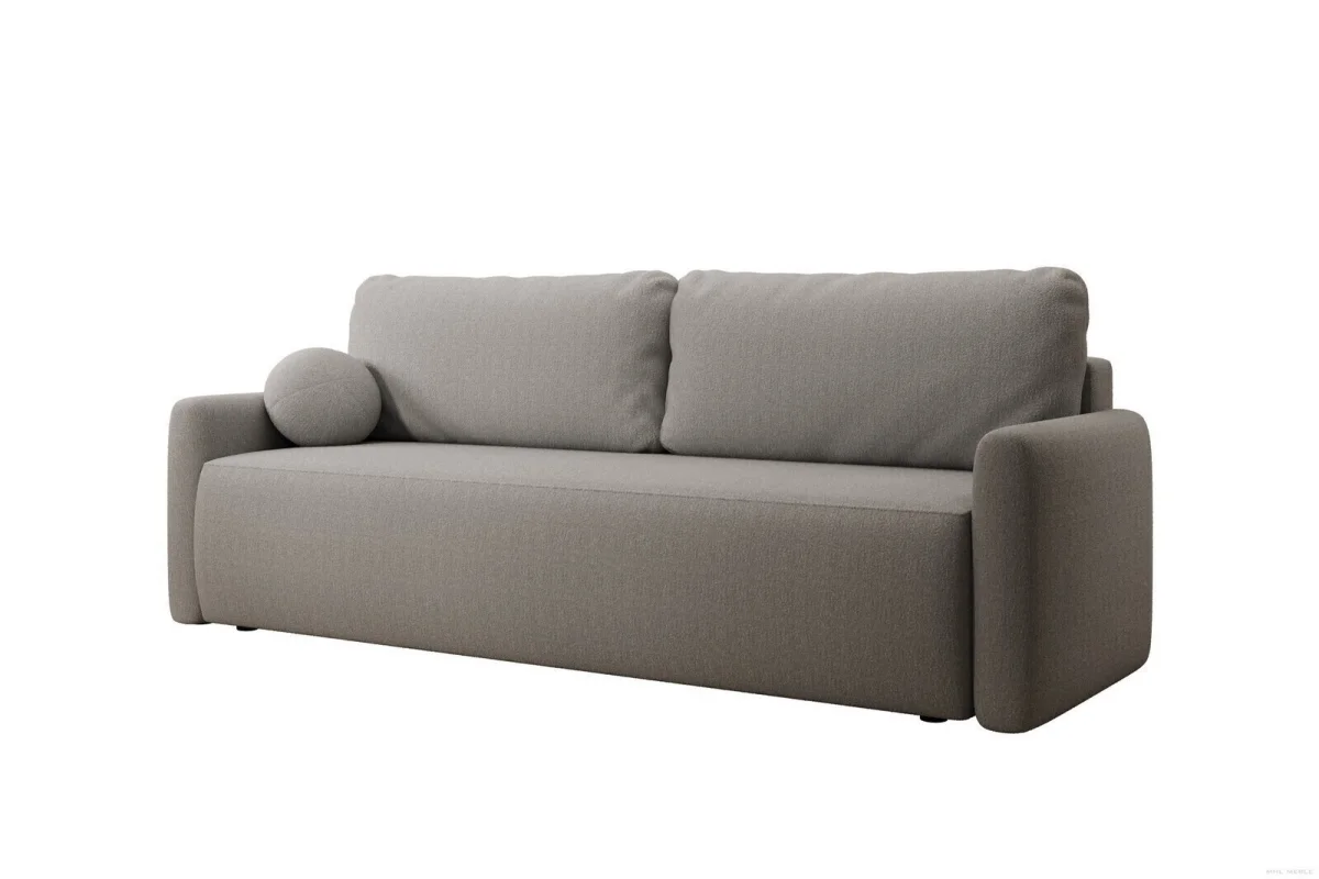 Hellgraues Sofa mit Schlaffunktion und Bettkasten | Wohnzimmermöbel