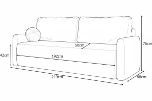 Hellgraues Sofa mit Schlaffunktion und Bettkasten | Wohnzimmermöbel