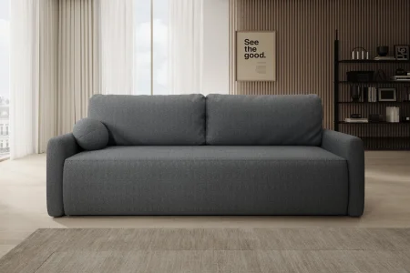 Dunkelgraues Sofa mit Schlaffunktion und Bettkasten | Wohnzimmermöbel 2