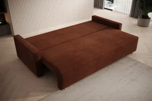 Burgunderrotes Sofa mit Schlaffunktion und Bettkasten | Wohnzimmermöbel