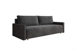Dunkelgraues Sofa mit Schlaffunktion und Bettkasten | Wohnzimmermöbel