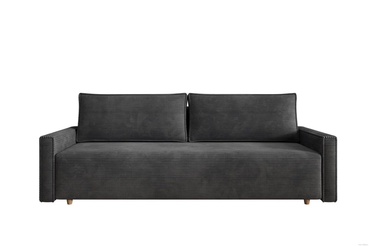 Dunkelgraues Sofa mit Schlaffunktion und Bettkasten | Wohnzimmermöbel