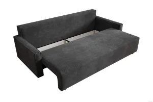 Dunkelgraues Sofa mit Schlaffunktion und Bettkasten | Wohnzimmermöbel
