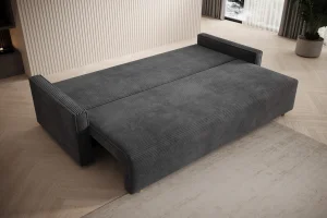 Dunkelgraues Sofa mit Schlaffunktion und Bettkasten | Wohnzimmermöbel