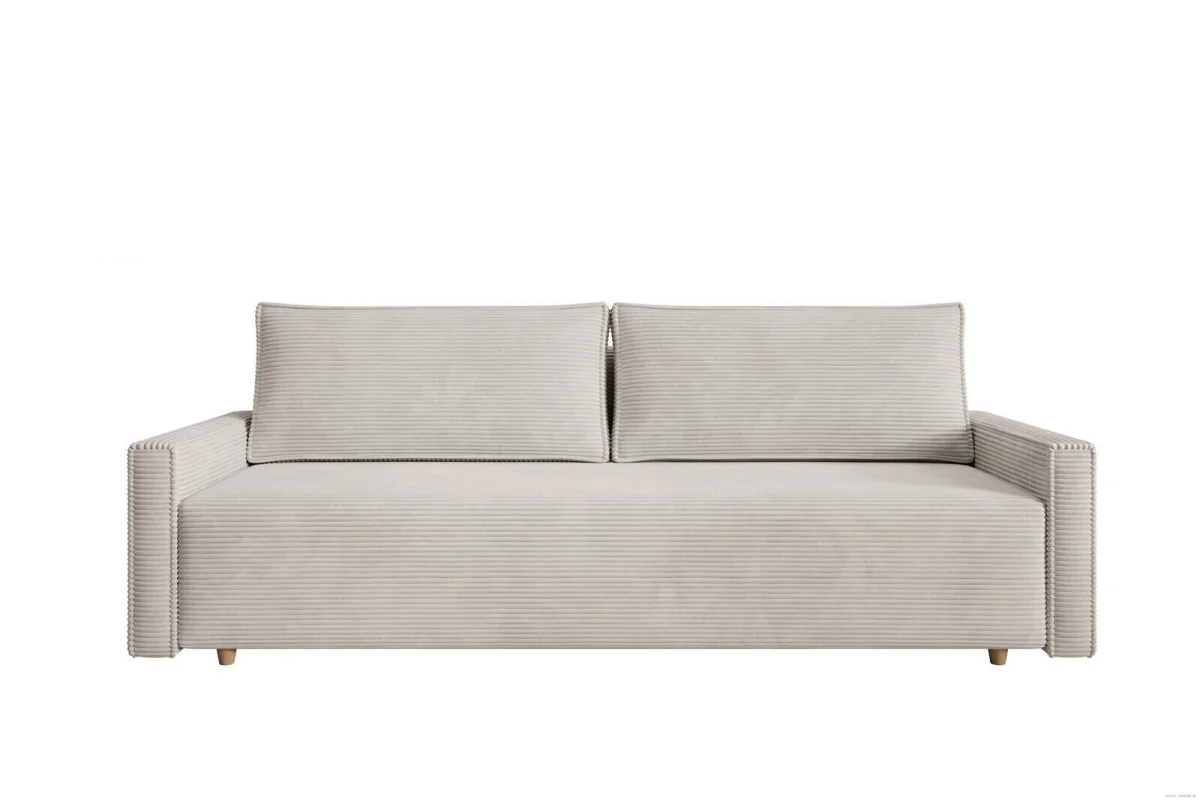 Beiges Sofa mit Schlaffunktion und Bettkasten | Wohnzimmermöbel