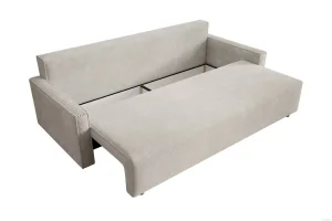 Beiges Sofa mit Schlaffunktion und Bettkasten | Wohnzimmermöbel