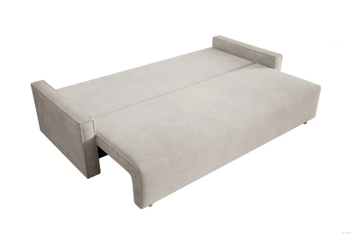 Beiges Sofa mit Schlaffunktion und Bettkasten | Wohnzimmermöbel