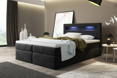 Łóżko kontynentalne z oświetleniem Led 160x200 2
