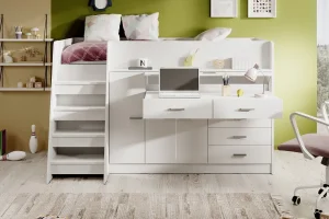 Weiße Jugendmöbel der Serie Ingenio mit Etagenbett | Jugendmöbel