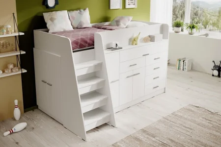 Weiße Jugendmöbel der Serie Ingenio mit Etagenbett | Jugendmöbel 2