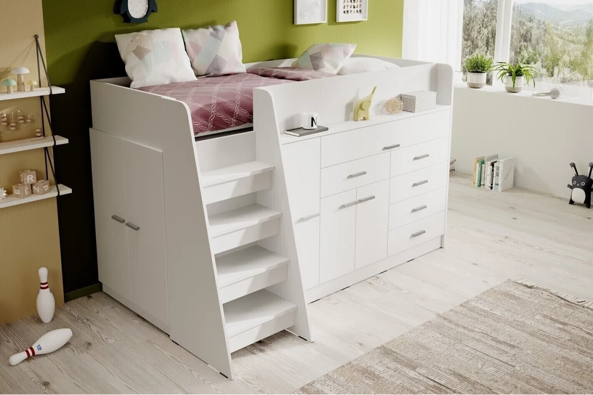 Weiße Jugendmöbel der Serie Ingenio mit Etagenbett | Jugendmöbel