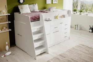 Weiße Jugendmöbel der Serie Ingenio mit Etagenbett | Jugendmöbel