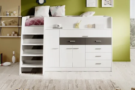 Jugendmöbel Ingenio in Schwarz-Weiß mit Etagenbett | Jugendmöbel