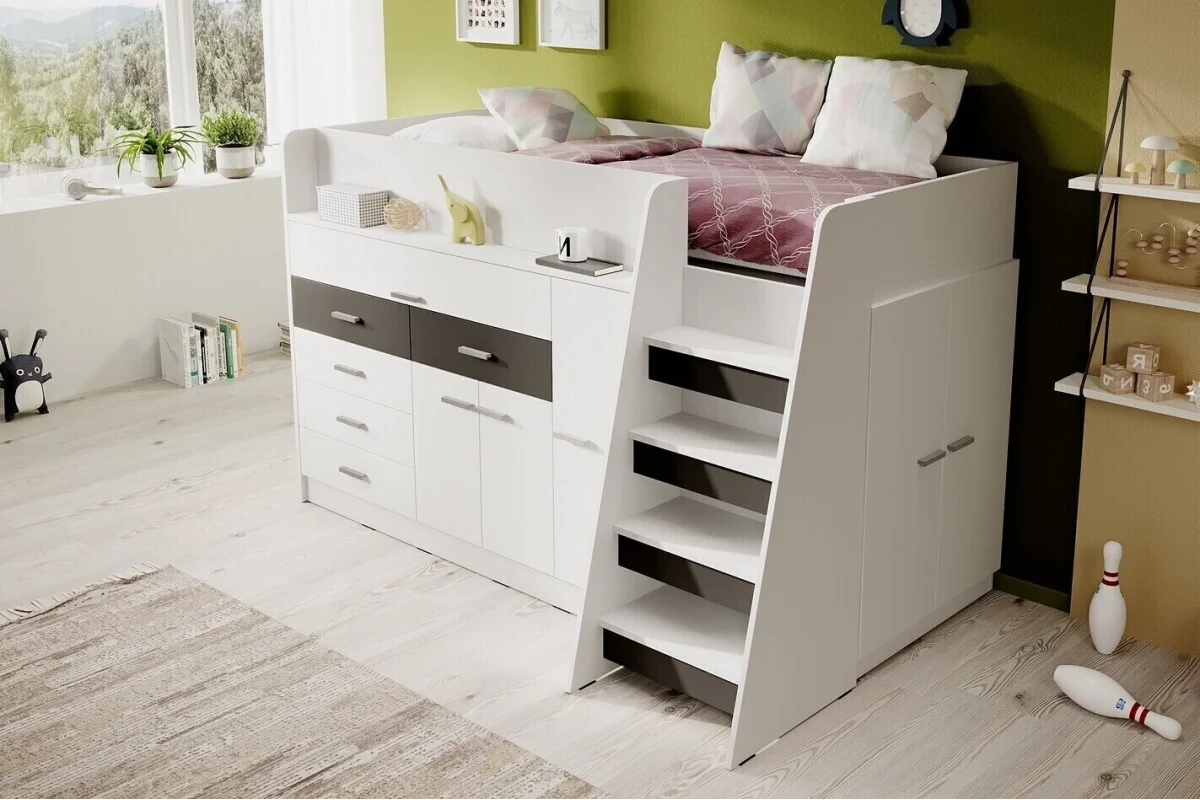 Jugendmöbel Ingenio in Schwarz-Weiß mit Etagenbett | Jugendmöbel
