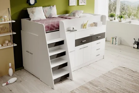 Jugendmöbel Ingenio in Schwarz-Weiß mit Etagenbett | Jugendmöbel 2