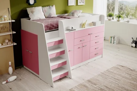 Rosa Jugendmöbel der Serie Ingenio mit Etagenbett | Jugendmöbel
