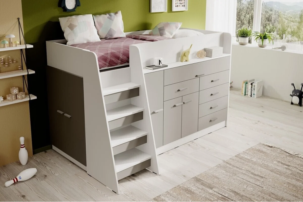 Graue Jugendmöbel der Serie Ingenio mit Etagenbett | Jugendmöbel