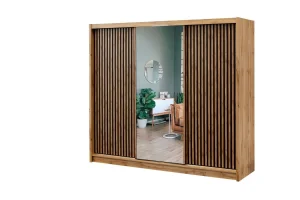 Schiebetürenschrank mit Lamellen und Spiegel 250 Luton | Für das Schlafzimmer, den Flur